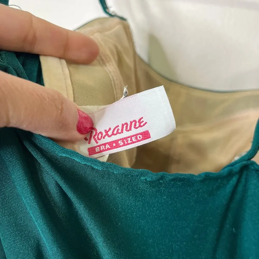 Vintage 60s 70s Roxanne Skirted One Piece Swimsuit Green‎ 12/34C Modest
